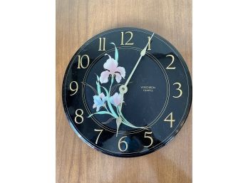 Black Lacquer Floral Plastic Wall Clock