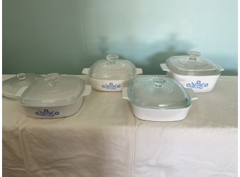 Collection Of Blue Cornflower Corningware Casserole Dishes With Lids