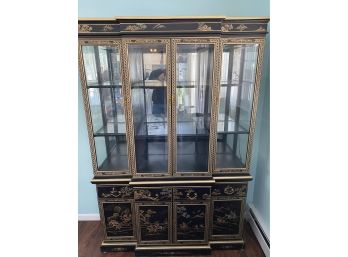 Oriental Handpainted Breakfront China Cabinet