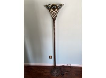 Twisted Tiffany Style Torchiere Floor Lamp With Foot Switch