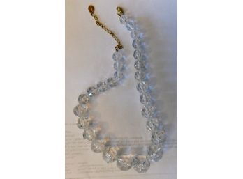 Graduated Clear Faceted Beads Necklace Marked 'CLAIRE'S'