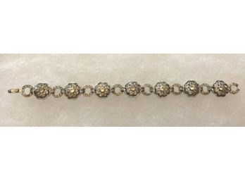 Standout Bracelet Of Rhinestones Set In Silver Tone.