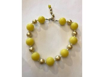 Choker/Necklace Of Yellow Balls & Pearl Like Balls