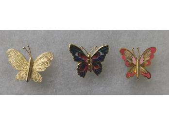 THREE Cute BUTTERFLY Pins