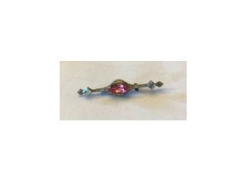 Wicked Pretty Bar Pin With Pink Glss Stone