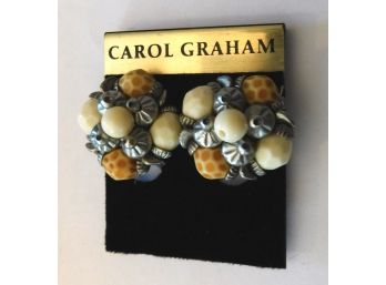 Unused 'CAROL GRAHAM' Clip Earrings Still On Card