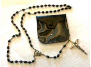 Vintage Rosary Beads In Plastic Pouch, Marked ITALY