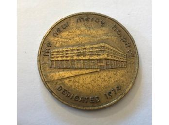 Vintage Brass Medallion 'The New Mercy Hospital Dedicated 1974'