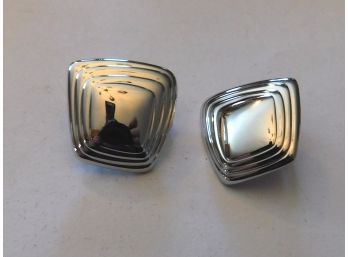 Great Pair Of Silver Tone Earrings Marked 'MONET'