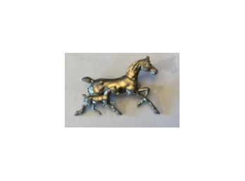 Galloping Mare & Foal Pin, Silver Look, Unmarked