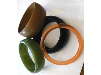 FOUR Colorful CUFFS/BANGLES, Hard Plastic