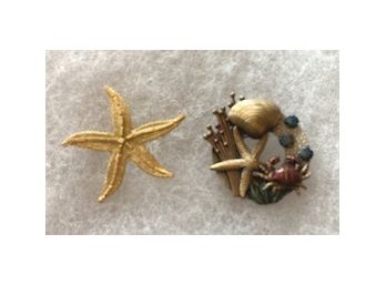 TWO SPECIAL PINS With Starfish In The Designs