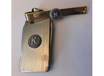 TWO 'KIWANIS' Pieces Of Jewerly, Pocket Knife & Tie Clasp