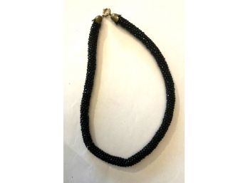 Vintage Black Rope Choker With Brass Clasp