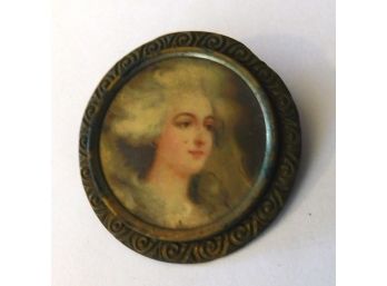 Vintage Round Pin, Portrait OF A  Lady