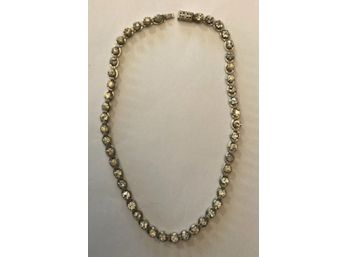 Silver Tone Necklace Loaded With Rhinestones