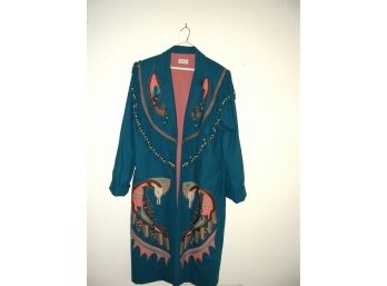 J. Poteet Fringed And Beaded Coat, Size 12-14