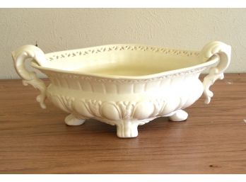 White Ceramic Centerpiece Bowl With Handles, JIJ Design