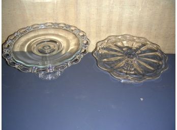 Two Glass Cake Pedestals