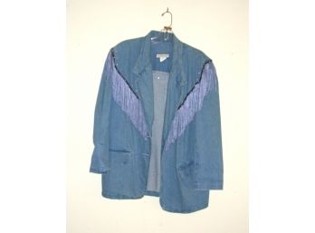 Accessory Lady Denim Fringe Jacket, Size L