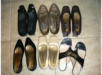 Lot: 6 Pair Of Shoes, Size 7.5 - (3) Stuart Weitzman, (2) Yves Saint Laurent, (1) Ferragamo