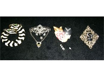 Costume Jewelry (Lot 3J): 4 Pins Including Katzy Ann Dallas TX