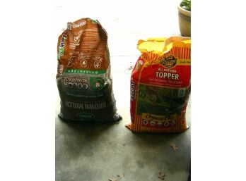 2 Bags: Brown Mulch And Topper