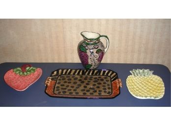 Three Serving Platters Plus Pitcher