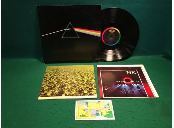 Pink Floyd. Dark Side Of The Moon. Vinyl LP Record Album With Both Posters And Sticker.