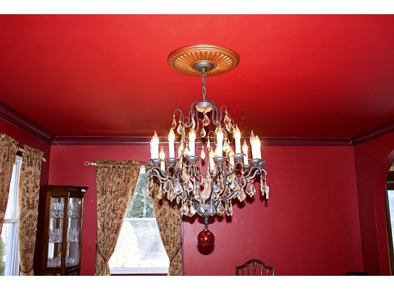 Exceptional Sixteen Light Crystal & Metal Chandelier