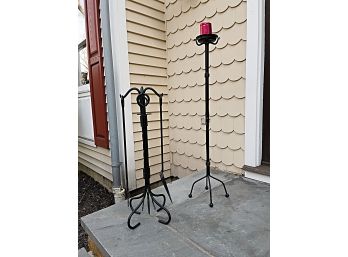 Two Tall Iron Candle Holders