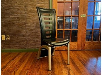 Interesting Tall Back Upholstered & Metal Side Chair