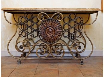 Fabulous Decorative Iron And Faux Granit Console/wine Rack