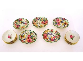 Ginori Demitasse Plates Along With Burslem Porcelain Midwinter Small Dishes  17 Pieces Total