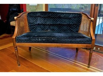 Cane & Upholstered Settee