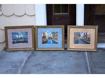 Three Decorative Framed Cityscape Pictures