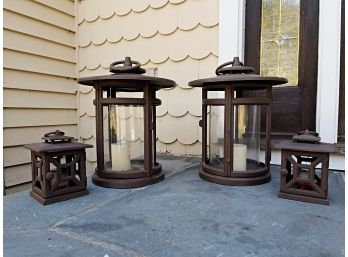 Two Very Large Heavy Cast Iron Lantern/candle Holders