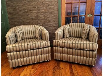 Pair Of Stripped Upholstered Chairs