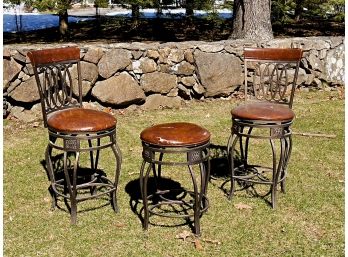 Two Tall Pub Height Chairs & Ottoman