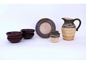 Group Of Pottery & Wood Pieces -