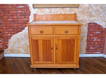 Custom Hand Made Maple Cabinet ,Marble Top Insert, Built In Humidor & Wine Rack