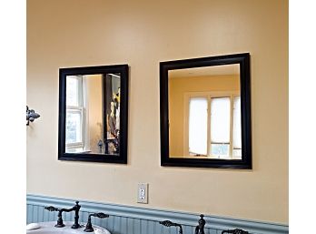 Pair Decorative Black Painted Framed Wall Mirrors