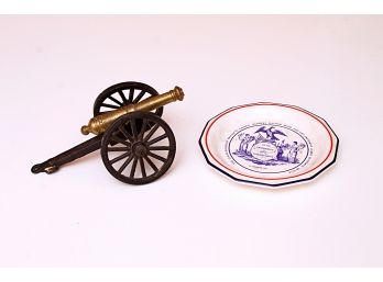 Cast Iron Replica Cannon & Commemorative Inauguration Plate For George HW Bush