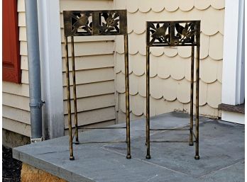 Two Decorative Matching Metal Plant Stands