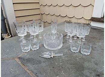 Group Of Unmarked Crystal Glasses - 17 Pieces