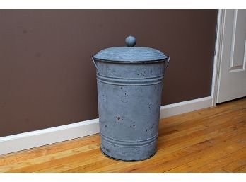 Decorative Twin Handled Tin Lidded Trash Can