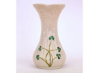 Belleek Vase With Shamrock Decoration