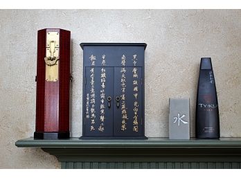 Two Cases Sake Sets, Sake Bottle  & Oriental Candle