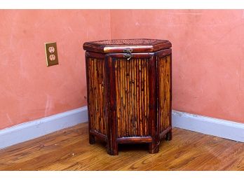 Decorative Octagonal Faux Bamboo Lift Top Storage Compartment