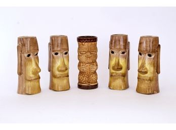 Group Of Five Figural Ceramic Mugs By Hawaii Kai